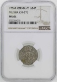 1756-A Germany Prussia 1/24 Thaler Coin NGC MS64