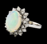 3.20 ctw Opal and Diamond Ring - 14KT White Gold