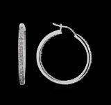 0.58 ctw Diamond Hoop Earrings - 18KT White Gold