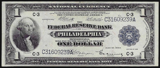 1918 $1 Federal Reserve Bank Note Philadelphia