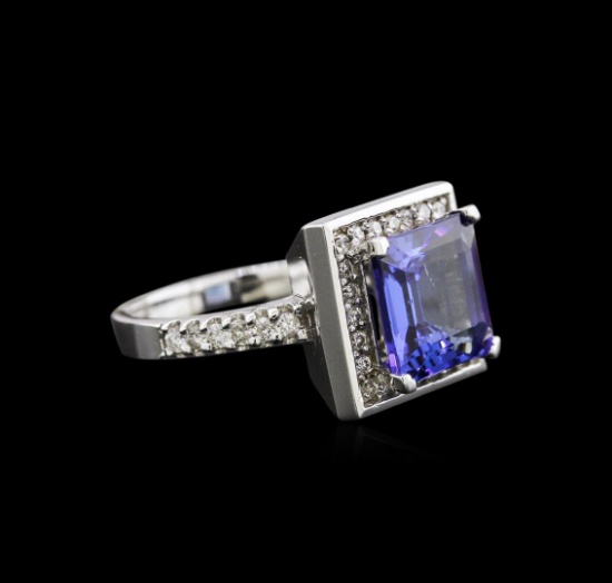 4.25 ctw Tanzanite and Diamond Ring - 14KT White Gold