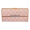 Gucci Pink Beige Canvas Leather Monogram Long Wallet