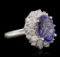 14KT White Gold 5.21 ctw Tanzanite and Diamond Ring