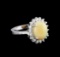 2.40 ctw Opal and Diamond Ring - 14KT White Gold