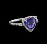 2.46 ctw Tanzanite and Diamond Ring - Platinum