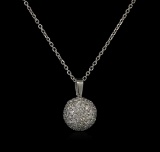 1.40 ctw Diamond Pendant With Chain - 14KT White Gold