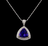 14KT Two-Tone Gold 8.81 ctw Tanzanite and Diamond Pendant With Chain