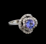 14KT White Gold 1.40 ctw Tanzanite and Diamond Ring