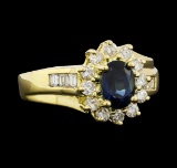 0.50 ctw Sapphire and Diamond Ring - 18KT Yellow Gold