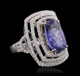 14KT Yellow and White Gold 8.13 ctw Tanzanite and Diamond Ring