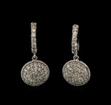 1.34 ctw Diamond Dangle Earrings - 14KT White Gold