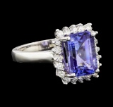 4.82 ctw Tanzanite and Diamond Ring - 14KT White Gold