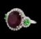 5.91 ctw Ruby, Tsavorite, and Diamond Ring - 14KT White Gold