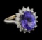 7.13 ctw Tanzanite and Diamond Ring - 14KT White Gold