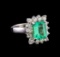 2.90 ctw Emerald and Diamond Ring - 14KT White Gold