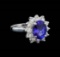 3.74 ctw Tanzanite and Diamond Ring - 14KT White Gold