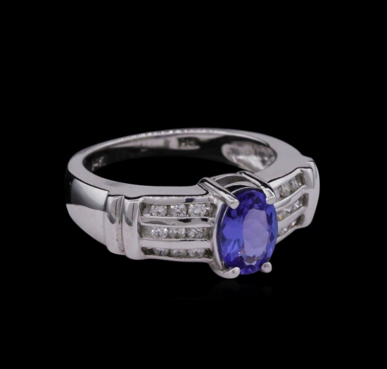 0.67 ctw Tanzanite and Diamond Ring - 14KT White Gold