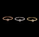 0.49 ctw Diamond Ring Set - 14KT Tri Color Gold