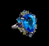 15.36 ctw Multi Gemstone Ring - 14KT White Gold