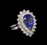 5.15 ctw Tanzanite and Diamond Ring - 14KT White Gold