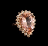 13.54 ctw Morganite and Diamond Ring - 14KT Rose Gold