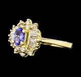 0.35 ctw Tanzanite and Diamond Ring - 14KT Yellow Gold