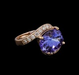 5.00 ctw Tanzanite and Diamond Ring - 14KT Rose Gold