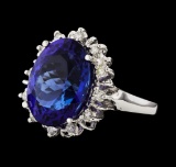 12.11 ctw Tanzanite and Diamond Ring - 14KT White Gold