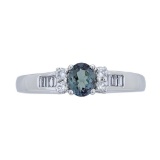 0.47 ctw Alexandrite and Diamond Ring - 18KT White Gold