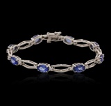 14KT White Gold 6.24 ctw Tanzanite and Diamond Bracelet