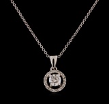 0.66 ctw Diamond Pendant With Chain - 14KT White Gold