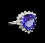 14KT White Gold 6.78 ctw Tanzanite and Diamond Ring