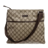 Gucci Brown Coated Canvas Leather Crossbody Bag