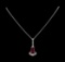 5.00 ctw Rubellite and Diamond Pendant With Chain - 18KT White Gold