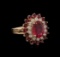 4.15 ctw Ruby and Diamond Ring - 14KT Rose Gold