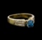 1.37 ctw Blue Zircon and Diamond Ring - 14KT Yellow Gold