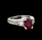 1.07 ctw Ruby and Diamond Ring - 18KT White Gold
