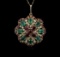 14KT Yellow Gold 11.78 ctw Ruby, Emerald and Diamond Pendant With Chain