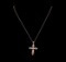 0.18 ctw Diamond Cross Pendant With Chain - 14KT Rose Gold