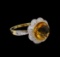 4.56 ctw Citrine and Diamond Ring - 14KT Yellow Gold