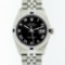 Rolex Stainless Steel Black Roman Diamond and Sapphire DateJust Men's Watch