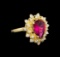 1.67 ctw Pink Topaz and Diamond Ring - 14KT Yellow Gold