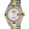 Rolex Ladies 2T Pink MOP Roman Emerald And Diamond Datejust Wristwatch