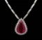 GIA Cert 7.14 ctw Ruby and Diamond Necklace - 18KT White Gold