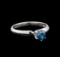 14KT White Gold 0.68 ctw Round Cut Fancy Blue Diamond Solitaire Ring