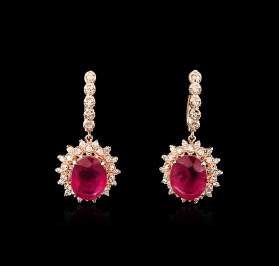14KT Rose Gold 14.74 ctw Ruby and Diamond Earrings