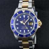 Rolex Two Tone Blue Submariner Men's Watch