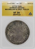 1775 Germany-Bavaria Maximillian III Coin ANACS VF30 Details