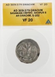 AD 309-379 Drachm Sasanian Empire Shapur II AR Drachm G-102 Coin ANACS VF20