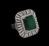 14KT White Gold 12.25 ctw Emerald and Diamond Ring